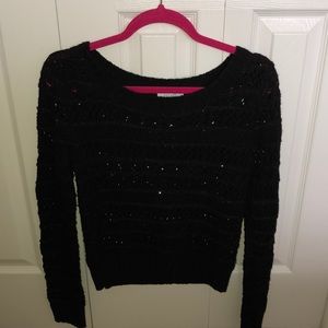 BLACK SWEATER WITH DETAILING AND GLITTER